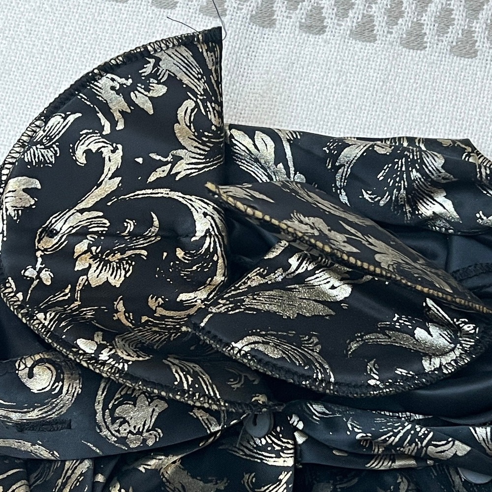 Vtg Maggie Lawrence Blouse Whimsigoth Metallic Brocade Button Up Gold Baroque - Picture 9 of 9